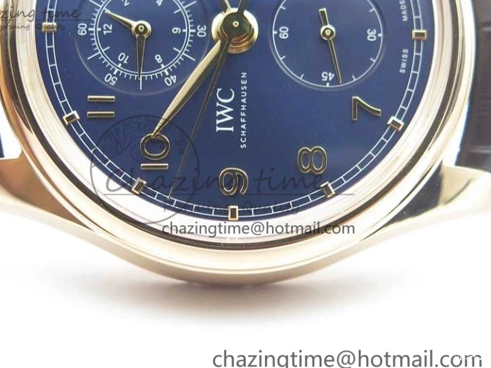 MIROTIME 0101 Portugieser Chrono  42 IW390406 RG ZF 1:1 Best Edition Blue Dial on Brown Leather Strap A Durable 7129